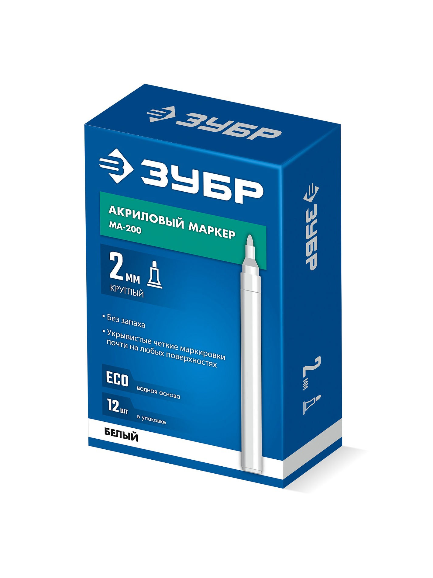 Акриловый маркер МА-200 белый, 2 мм ЗУБР 06337-8