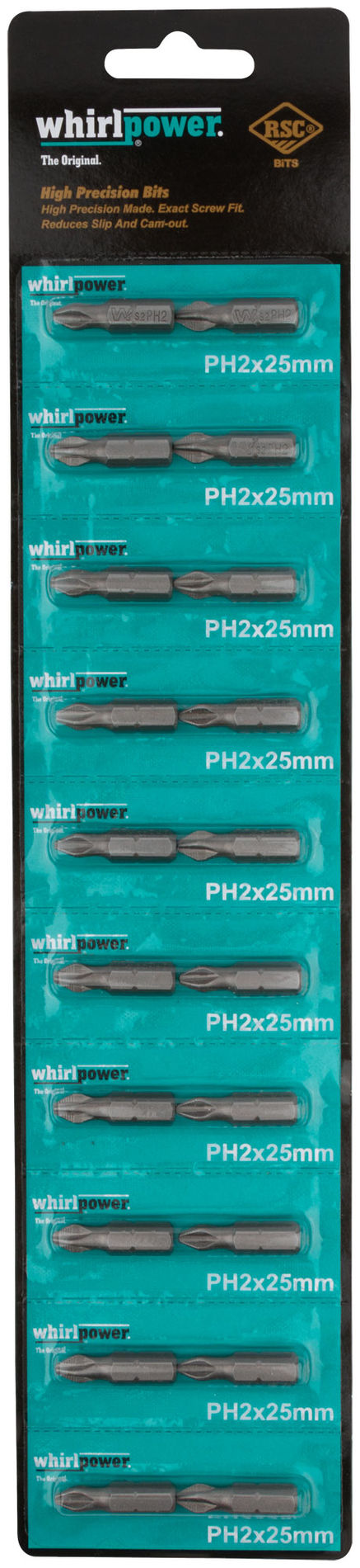 Биты WP, сталь S2, с насечкой, Профи, 25 мм PH2, 20 шт. (57562)