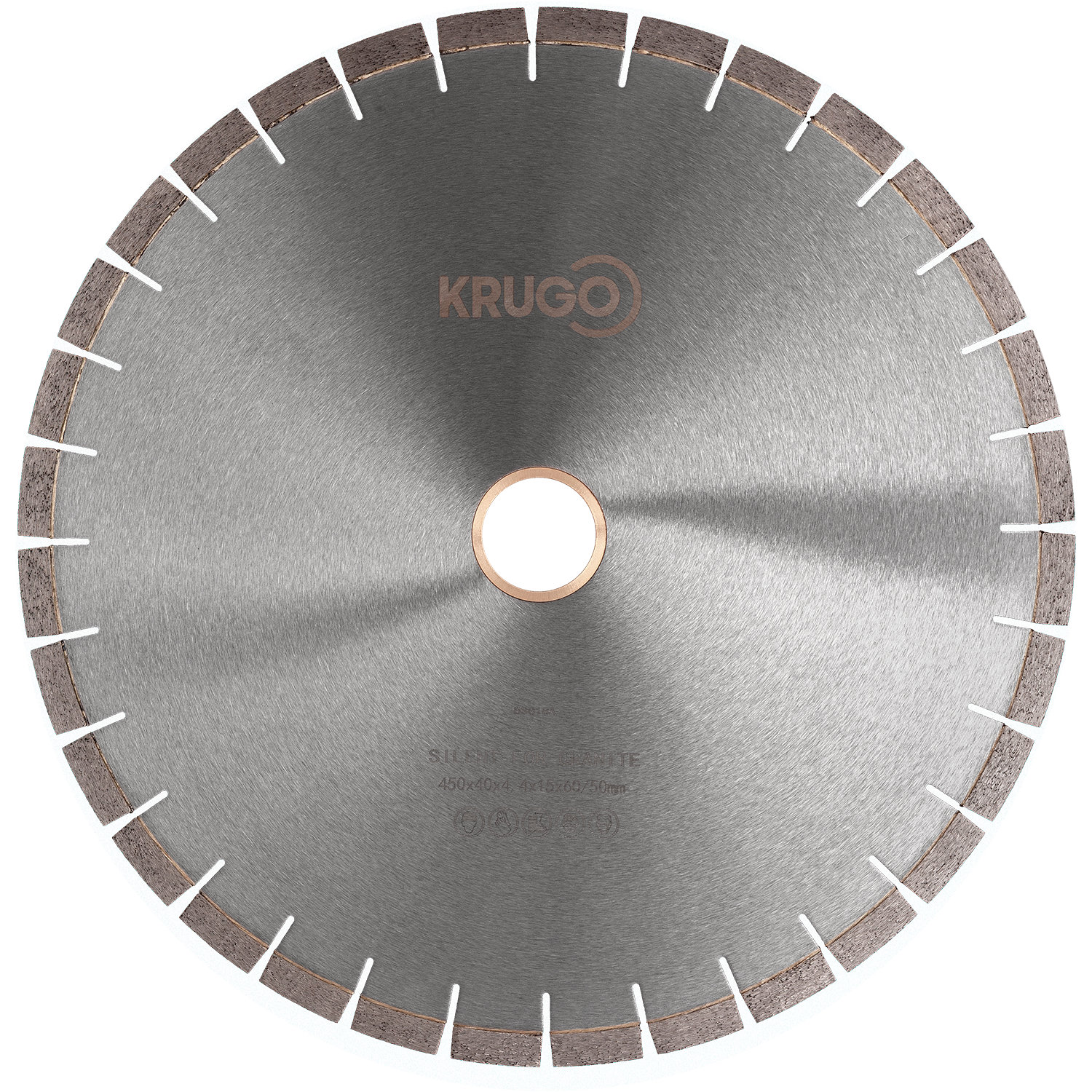 Диск алмазный сегментный по граниту, бесшумный 450 x 40 x 4.2 x 60 x 15mm KRUGO (BSG18B)