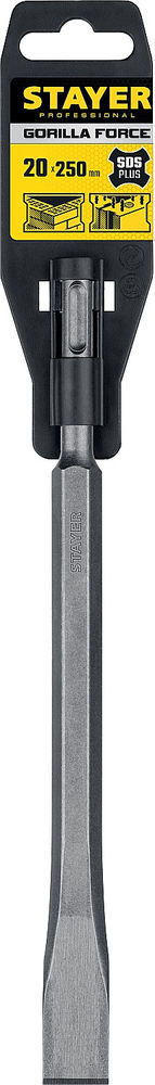 Зубило плоское Gorilla Force, 20 х 250 мм, SDS-Plus STAYER Professional 29352-20-250_z02