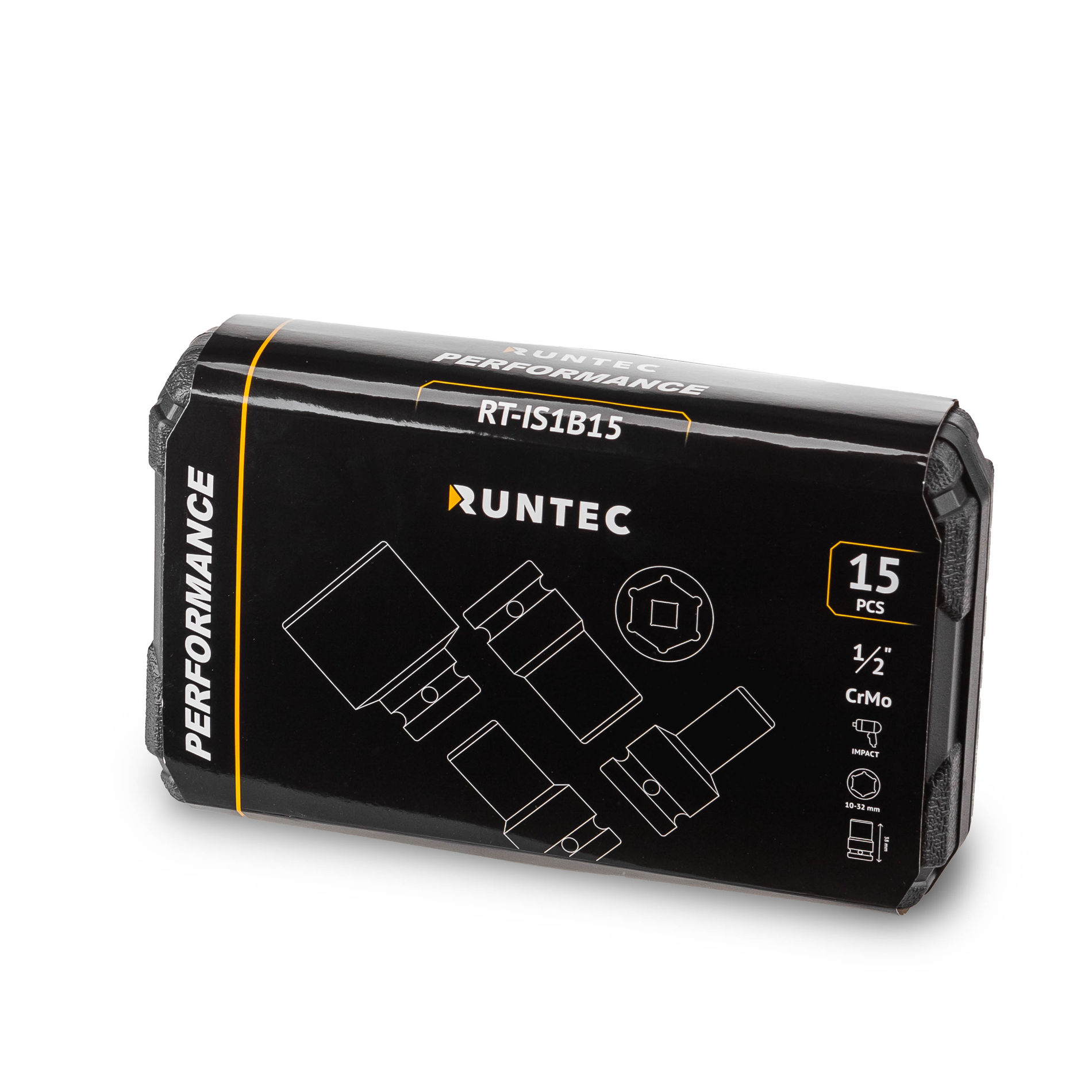 Набор ударных головок 1/2, 10-32 мм, CrMo, 15 предметов RUNTEC RT-IS1B15