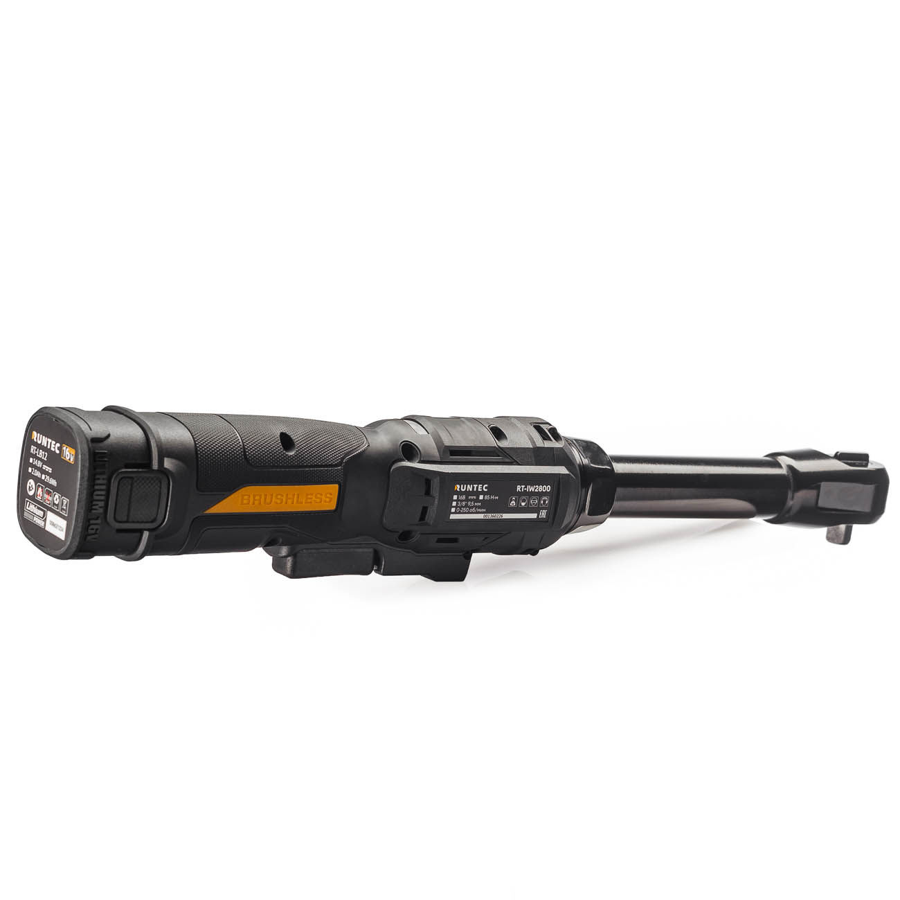RUNTEC RT-IW2800 Гайковерт аккумуляторный удлинённый (трещотка) RUNTEC PRO 3/8 c переходником на 1/4, 16В, 2*2Ач, 85Нм (RT-IW2800)