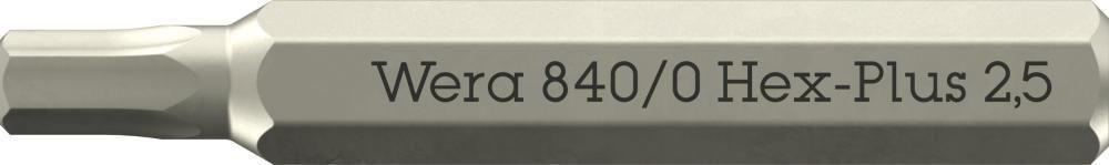 840/0 Micro Hex-Plus Бита с внешним шестигранником, HEX 2.5 x 30 мм, хвостовик шестигранный 5/32 C4.0 (4 мм) (WE-058112)