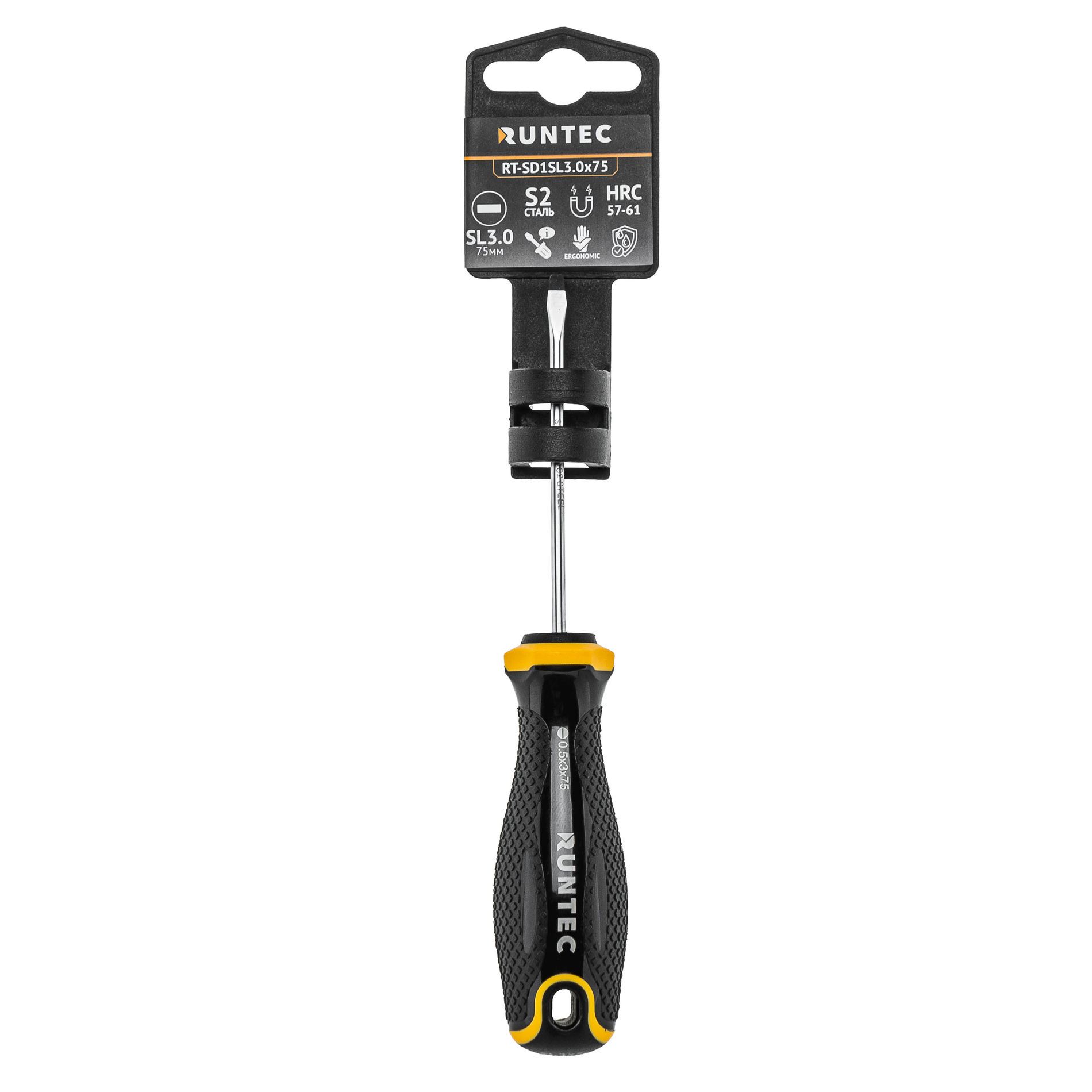 Отвертка SL3.0 x 75 мм S2 RUNTEC RT-SD1SL3.0x75