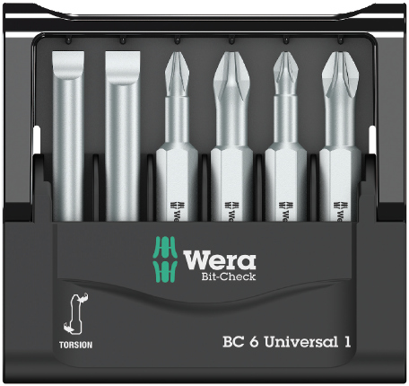 Набор бит торсионных 6 Universal 1, 6 пр., 1/4 E6.3 Bit-Check WE-056474