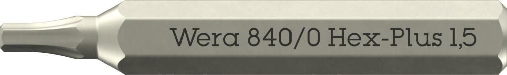 840/0 Micro Hex-Plus Бита с внешним шестигранником, HEX 1.5 x 30 мм, хвостовик шестигранный 5/32 C4.0 (4 мм) (WE-058110)