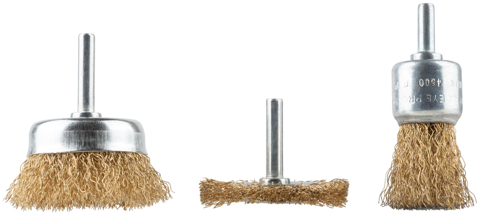 Корщетки со штифтом, набор 3 шт. ( колесо 50 мм / чашка 50 мм / венчик 25 мм ) (38561)