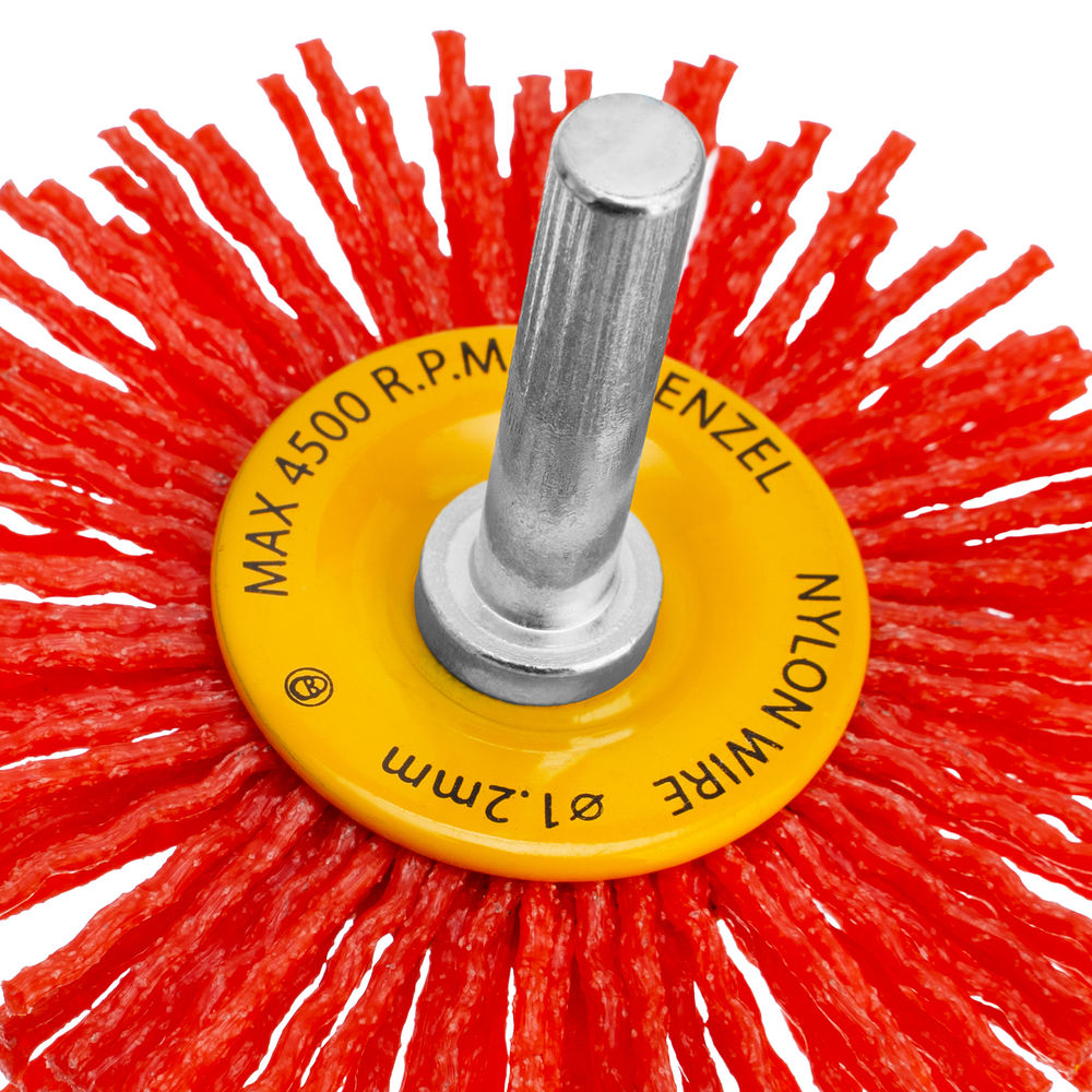 Щетка для дрели, 65 мм, Плоская, со шпилькой, нейлоновая щетина Denzel (74433)