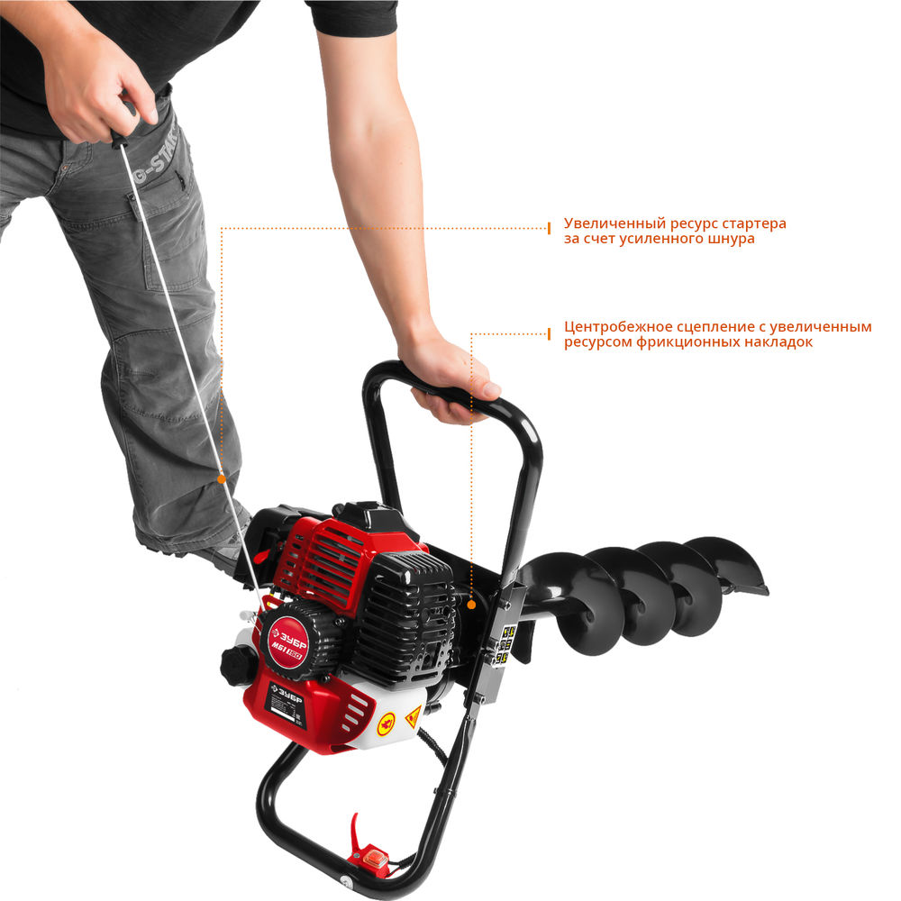 Мотобур (бензобур) d 60-150 мм 43 см? 1 оператор ЗУБР МБ1-150