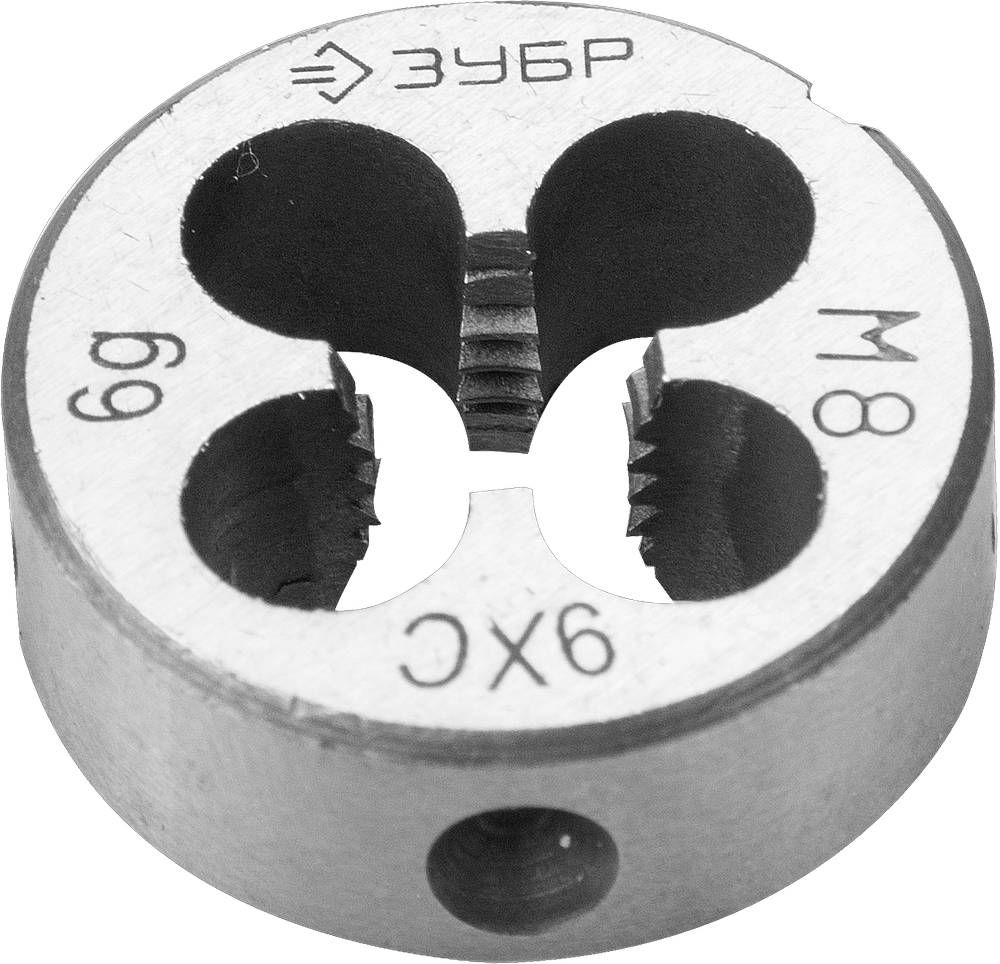 Плашка круглая ручная сталь 9ХС ЗУБР М8 x 1.0 мм 4-28022-08-1.0
