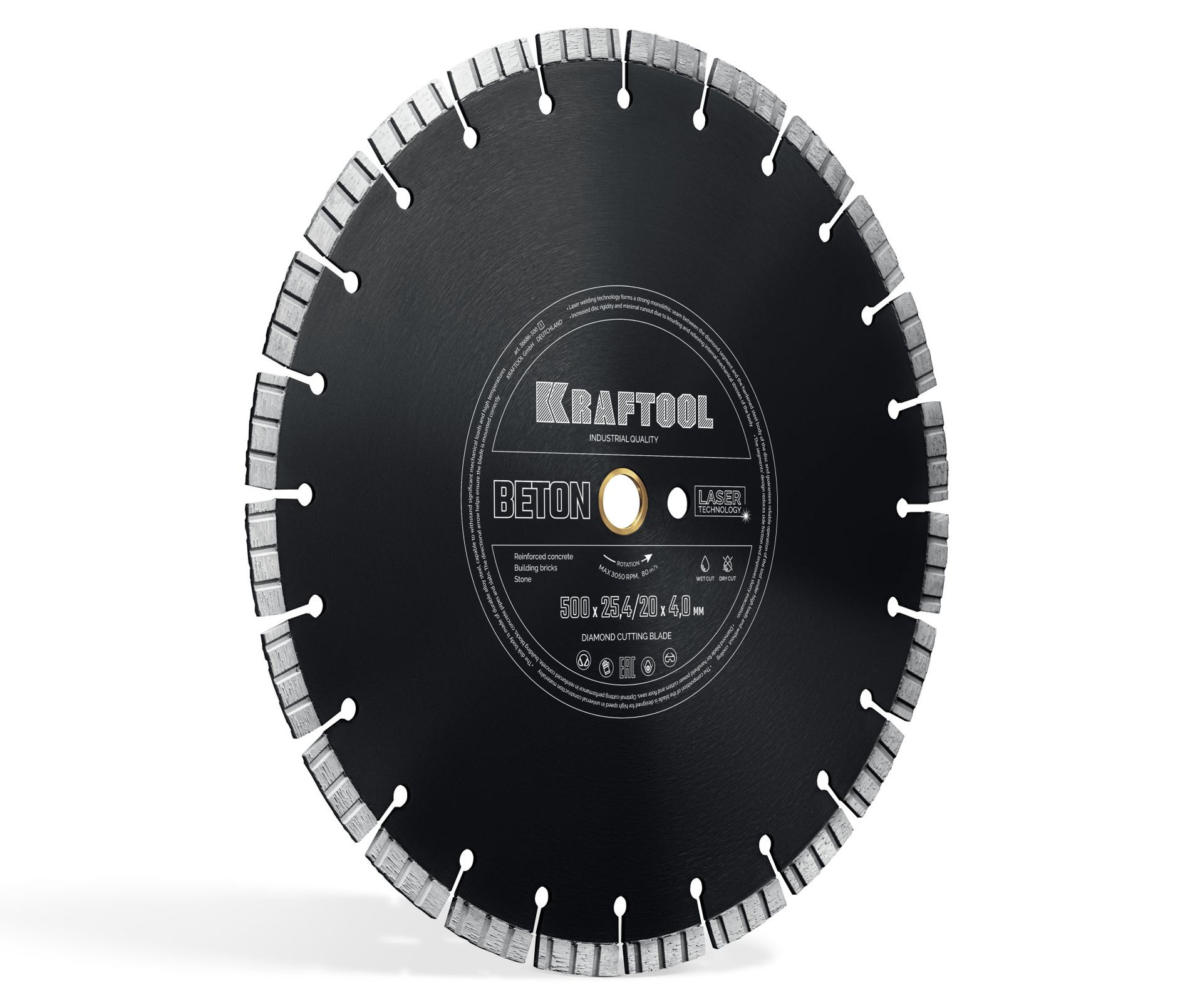 Алмазный диск BETON, 500 мм (25.4/20 мм, 12?4.0 мм) KRAFTOOL 36686-500_z01