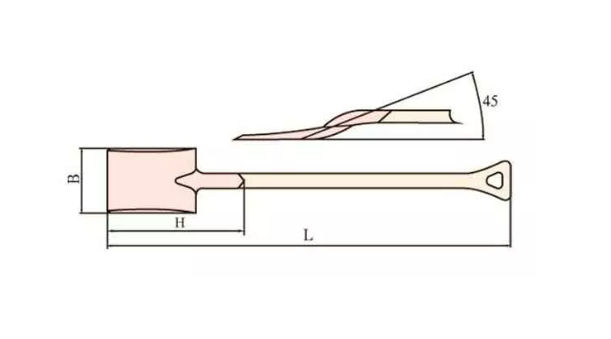 Лопата совковая (исп.B), искробезопасный сплав BeCu 198-1004, HORTZ
