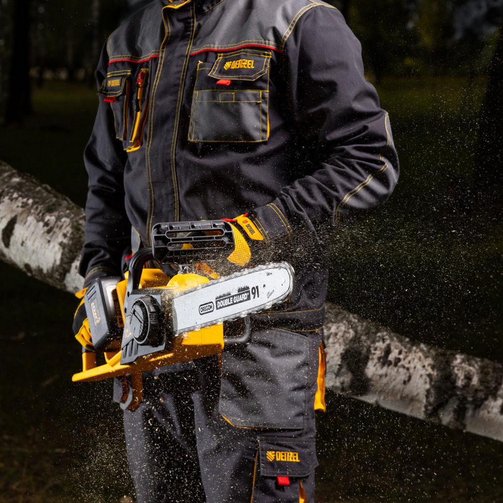 Цепная пила аккумуляторная бесщеточная RCS400-36, Li-ion, 36 В, 4 Ач, шина 400 мм Denzel (58610)