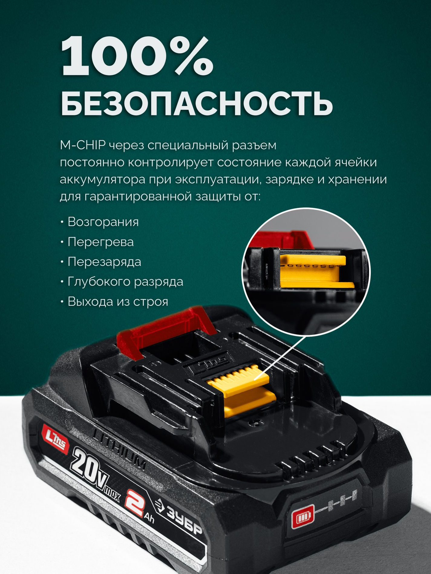 ЗУБР 20 В, 310 мм, 1 АКБ LMS (2 Ач), триммер аккумуляторный бесщеточный (ТАБ-2031-21)