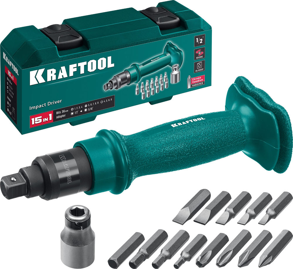 Отвертка ударно-поворотная 15 предм. ID-15 KRAFTOOL 25550-Н10