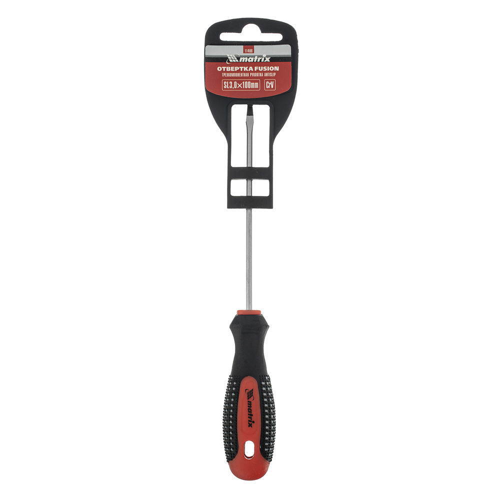 Отвертка Fusion, SL3 х 100 мм, CrV, трехкомпонентная рукоятка Anti slip Matrix