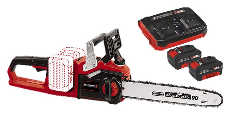 Пила цепная аккумуляторная Einhell PXC GP(GE)-LC 36/35 Li + 2 акк.4,0 + ЗУ двойное Twincharger 3А (4501780SET)