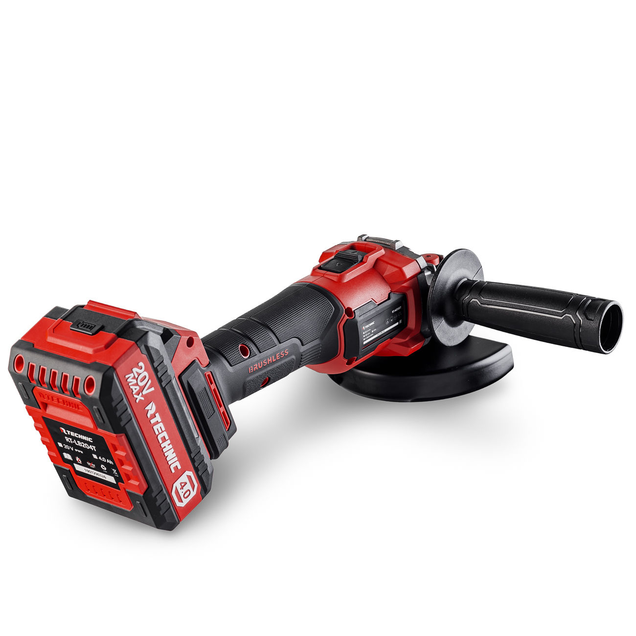 RUNTEC RT-AG1100T Шлифмашина угловая аккумуляторная RUNTEC TECHNIC 125 мм, 20В, 2*4Ач, 1100Вт (RT-AG1100T)