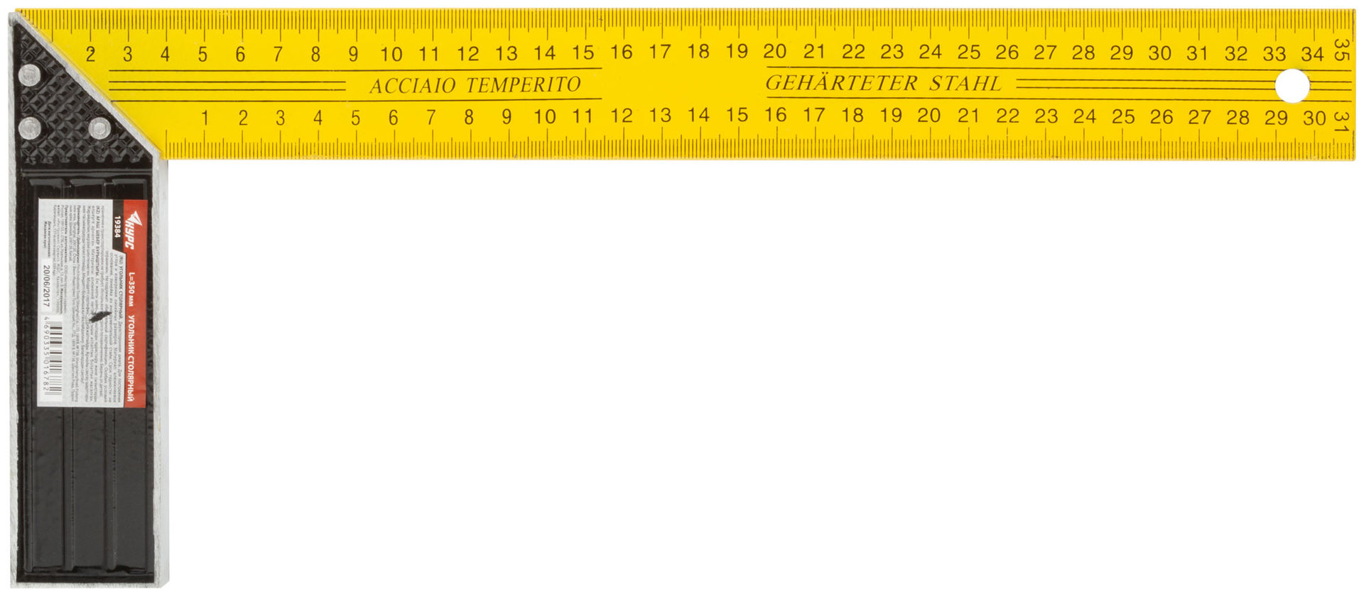 Угольник столярный желтый 350 мм (19384)