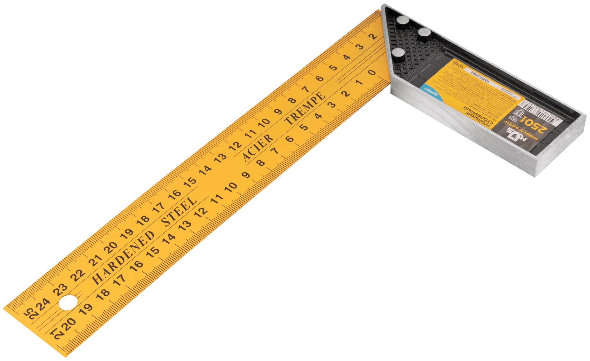 Угольник столярный, двусторонняя шкала 250 мм (19372М)