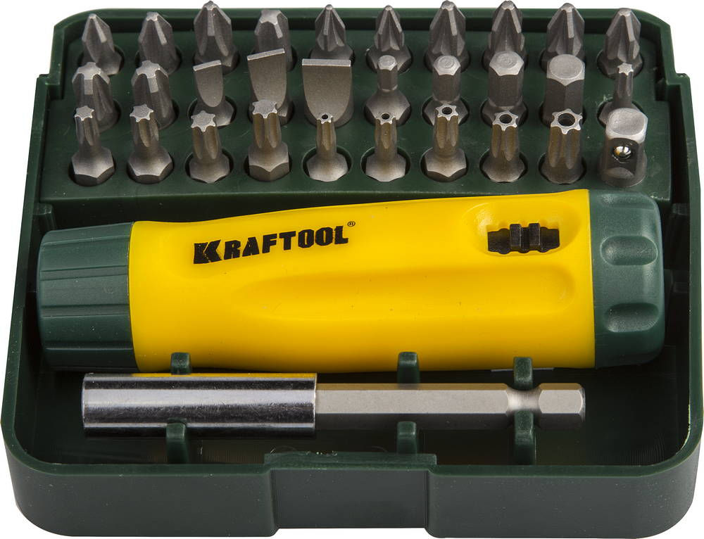 Отвертка реверсивная 32 предм. с насадками Kompakt-32 KRAFTOOL 26142-H32