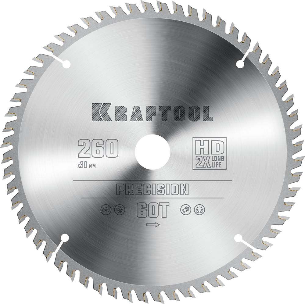 Пильный диск по дереву Precision, 260 х 30 мм, 60Т KRAFTOOL 36952-260-30