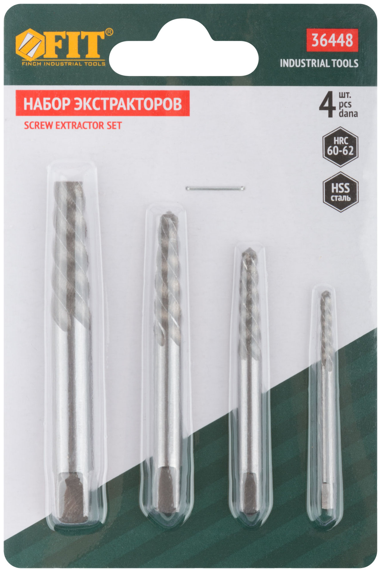 Набор экстракторов Профи, быстрорежущая HSS сталь, 4 шт. (36448)
