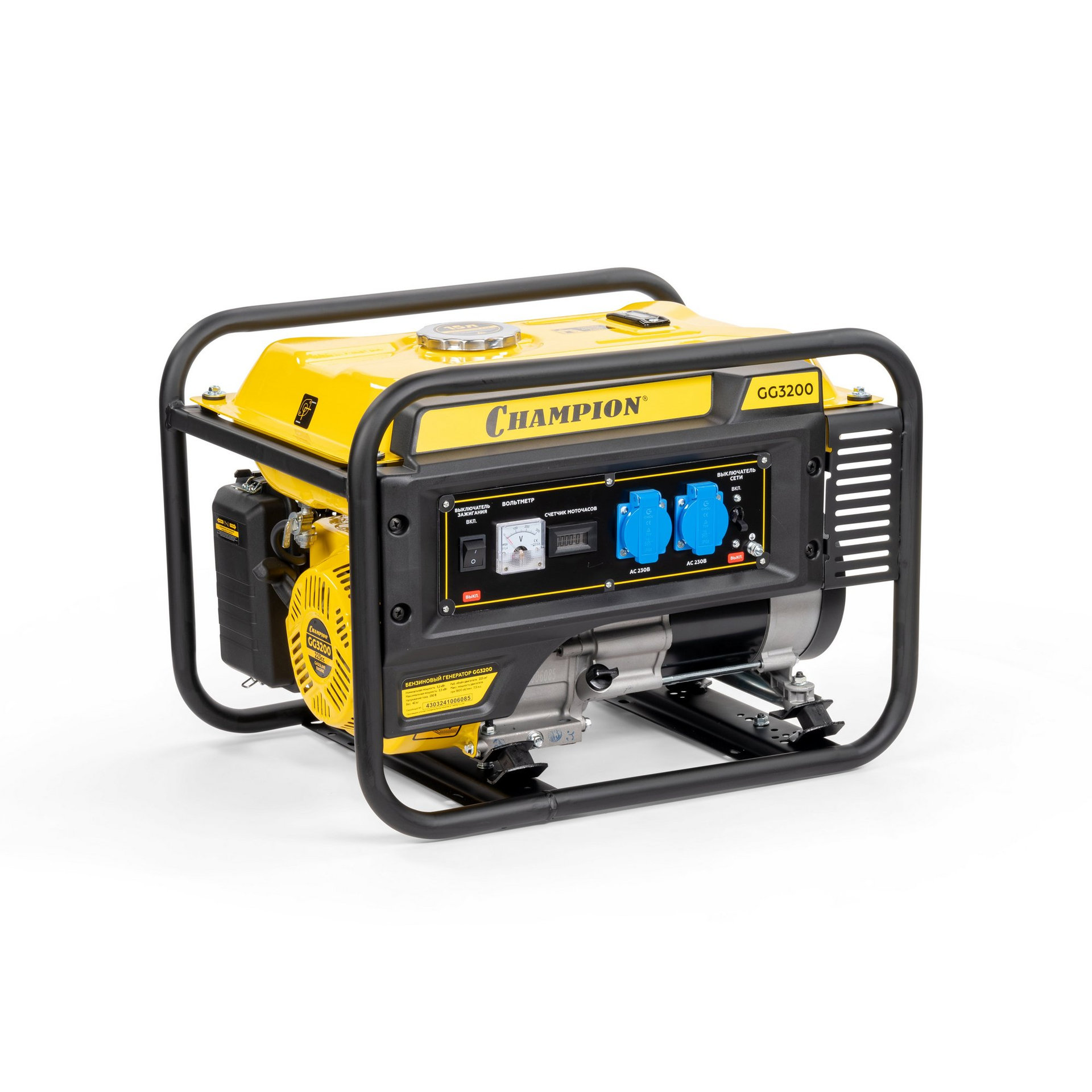 Генератор CHAMPION GG3200 (3,2/3,5кВт 7,5лс 15л 42кг, счетчик) (GG3200)