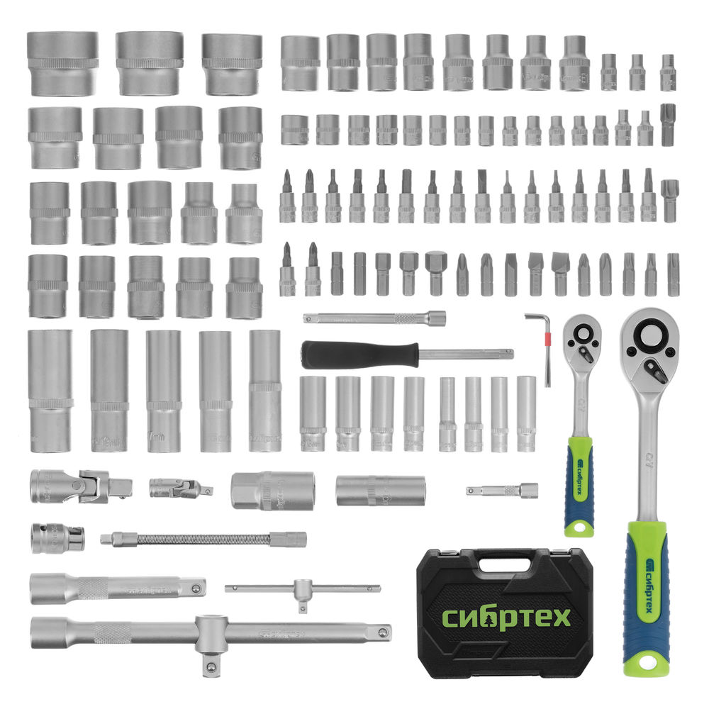 Набор инструментов, 1/2, 1/4, 108 предметов// Сибртех