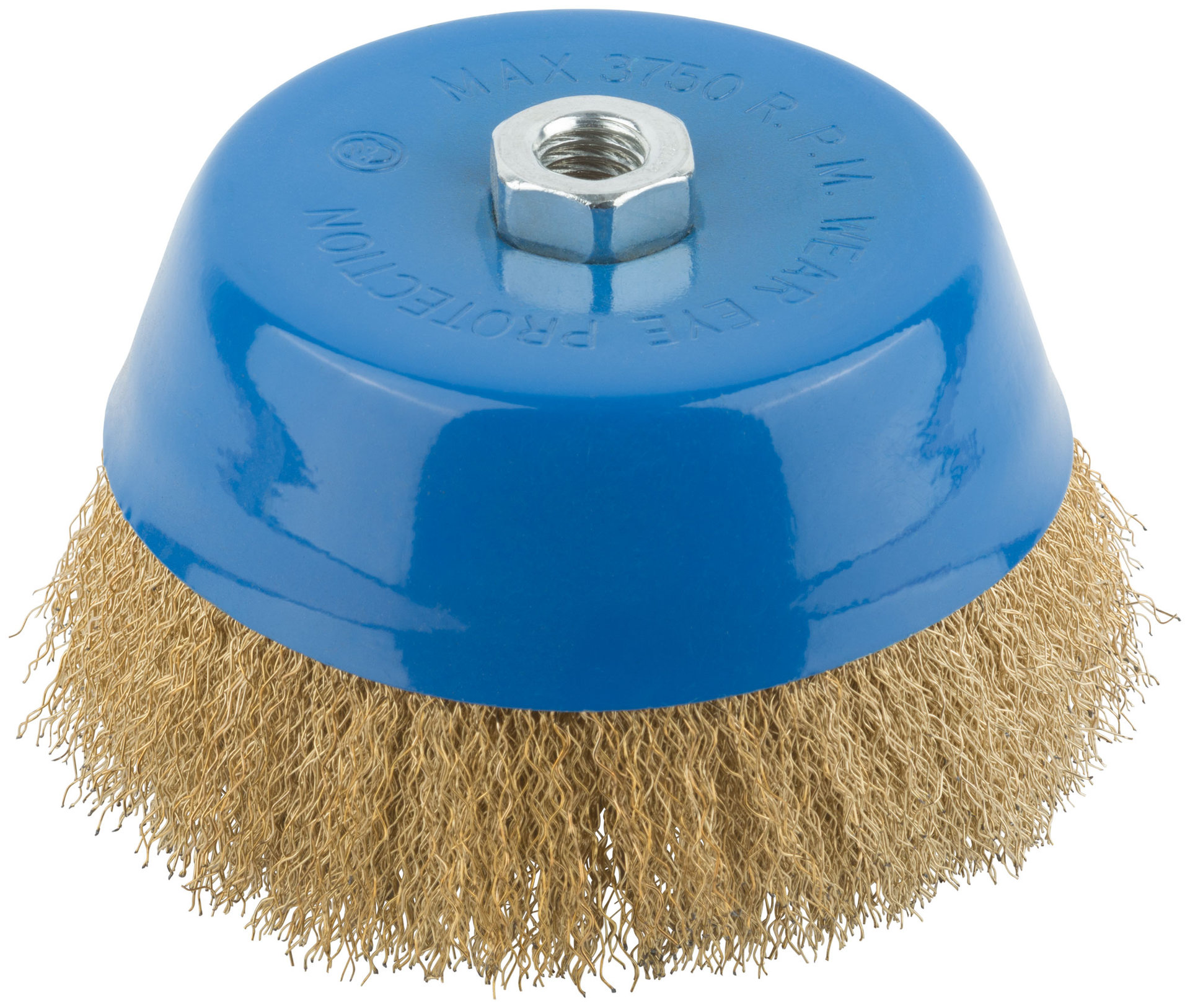 Корщетка, тип чашка, гайка М14, стальная латунированная волнистая проволока 150 мм (38945М)