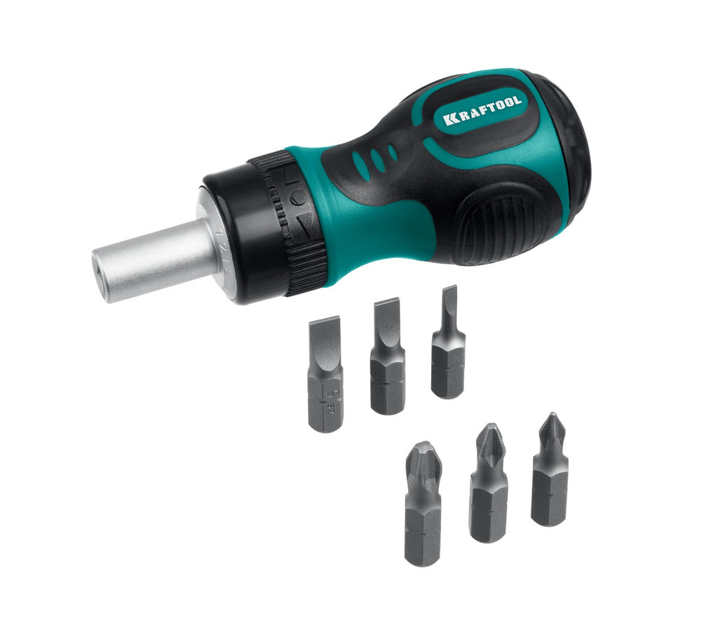 Отвертка реверсивная 6 предм. с битами Kompakt-6 KRAFTOOL 26190-H7