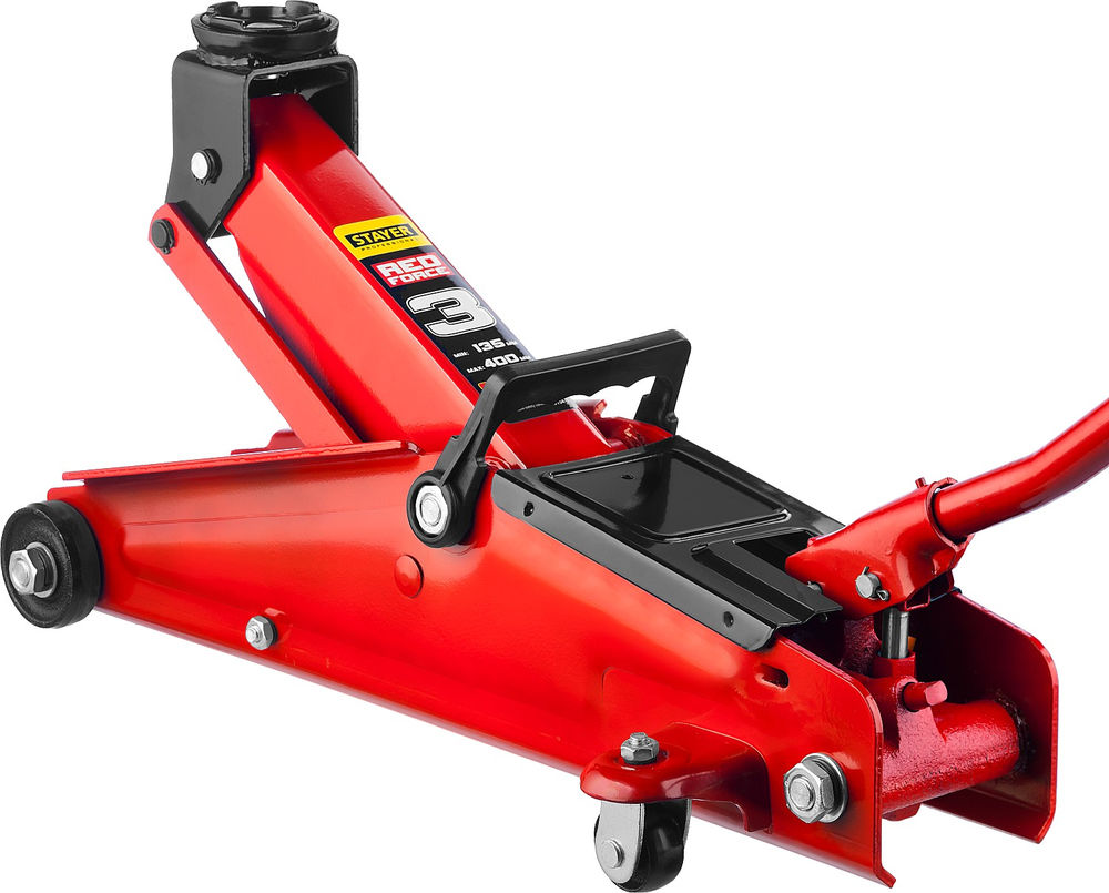 Домкрат подкатной 3 т, 135 - 400 мм с увеличенным подъемом R-33 RED FORCE Professional STAYER 43154-3