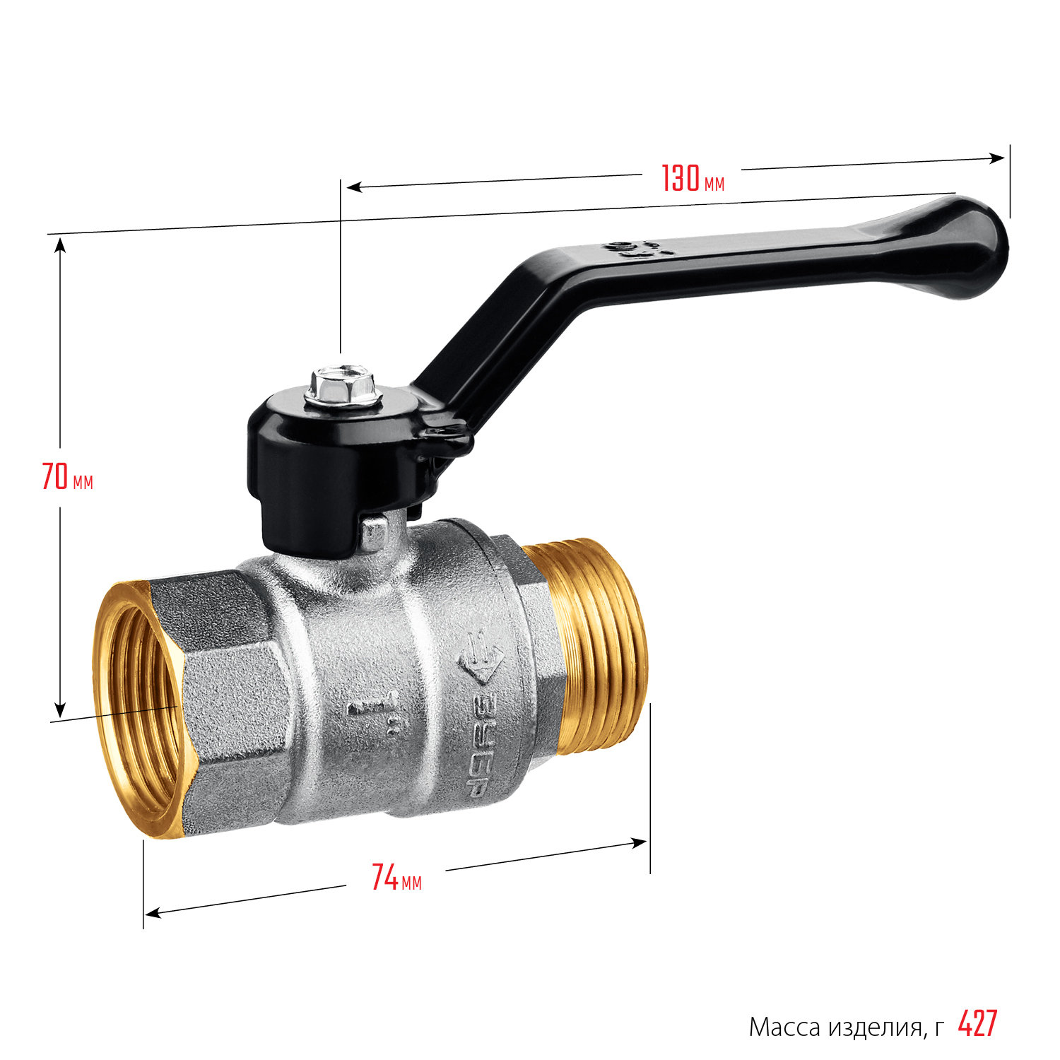 ЗУБР d 1?, ручка-рычаг, шаровой кран (51324-1)