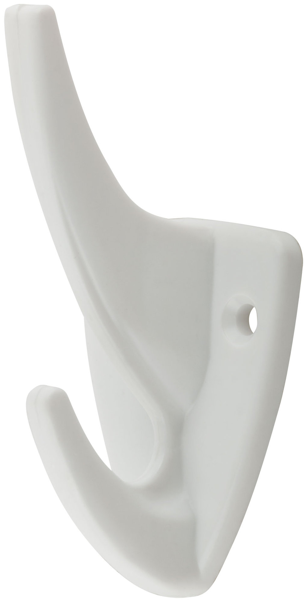 Крючок-вешалка 2-рожковый пластиковый белый (66845)