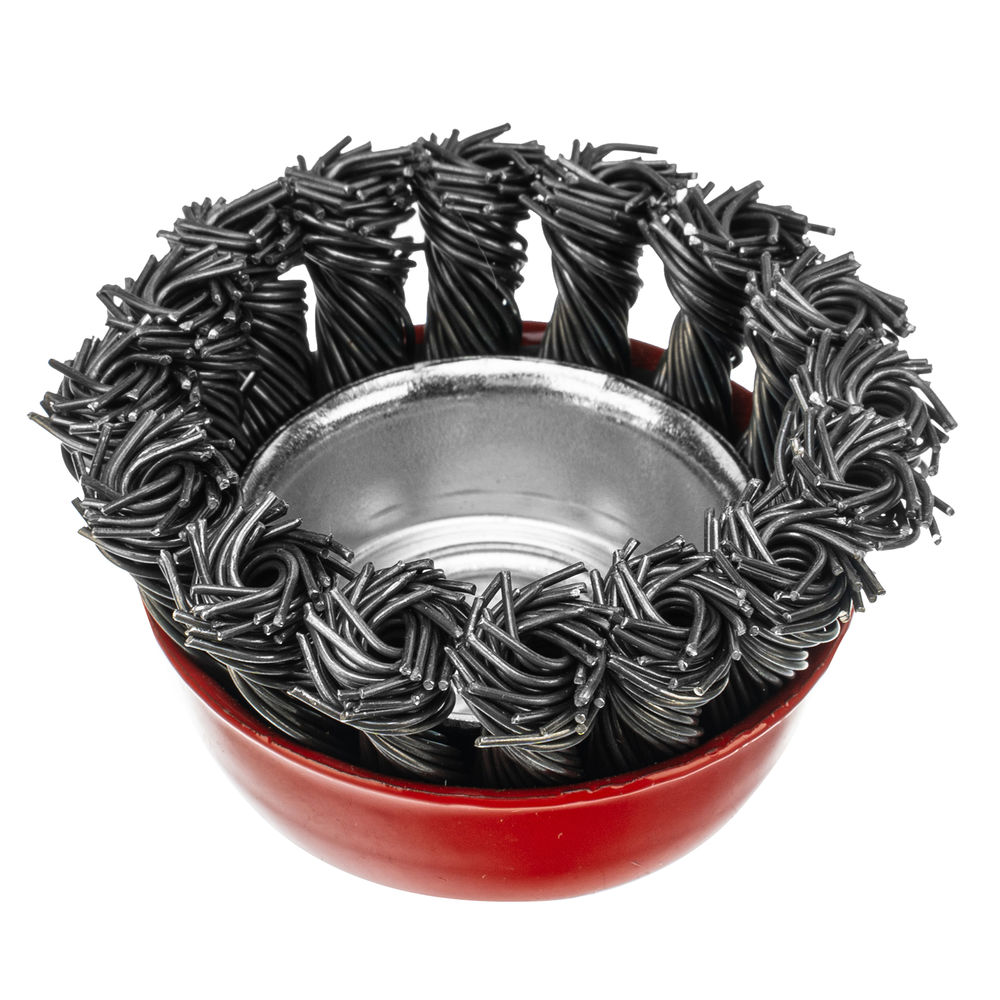 Щетка для УШМ, 65 мм, М14, чашка, крученая проволока 0.8 мм Matrix (74621)