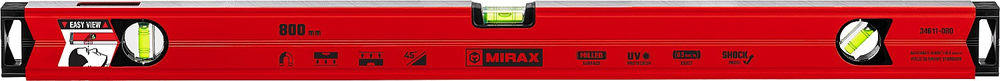 Магнитный уровень 800 мм, с зеркальным глазком MIRAX 34611-080