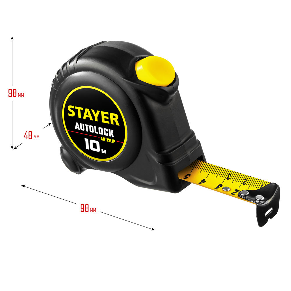 Рулетка с автостопом AutoLock 10 м х 25 мм STAYER 2-34126-10-25