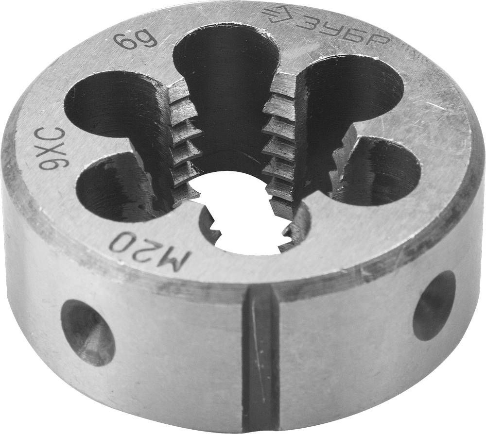 Плашка круглая ручная сталь 9ХС ЗУБР М20 x 2.5 мм 4-28022-20-2.5