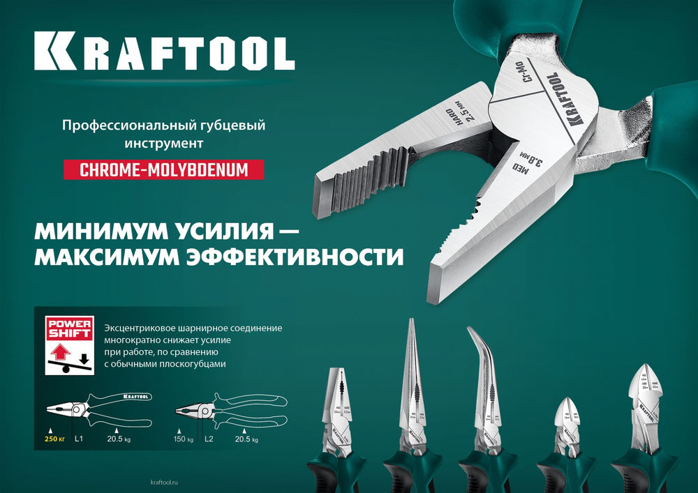 Комбинированные плоскогубцы с эксцентриковым шарниром 160 мм KRAFTOOL 22011-1-16_z01