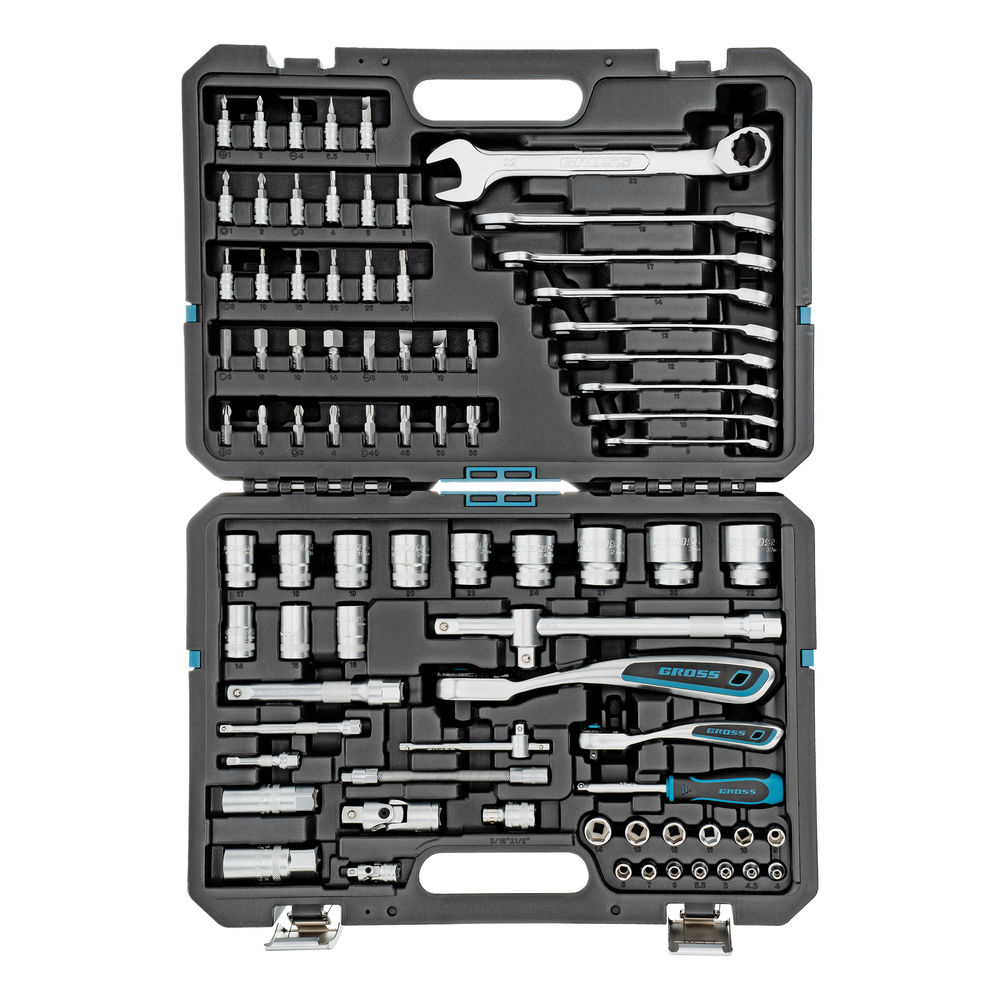 Набор инструментов, 1/4, 1/2, CrV, 120 зубьев, 82 предмета Gross