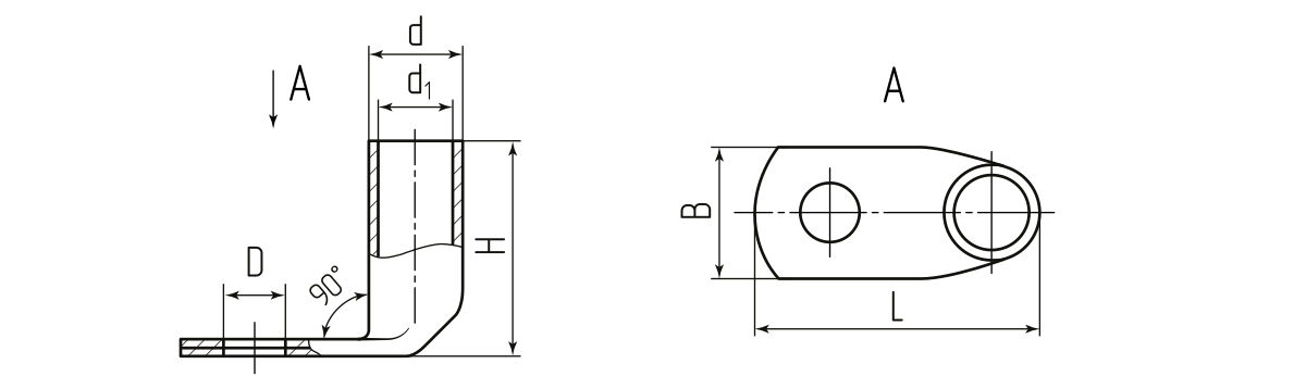 Наконечник кабельный угловой ТМЛс(90) 95-10 (КВТ) (70294)