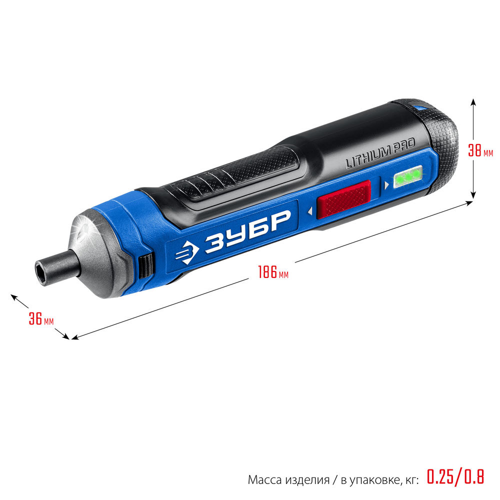 Отвертка аккумуляторная ZUBR GO 4 Vmax, кейс, 33 биты ЗУБР Профессионал PSD-4S