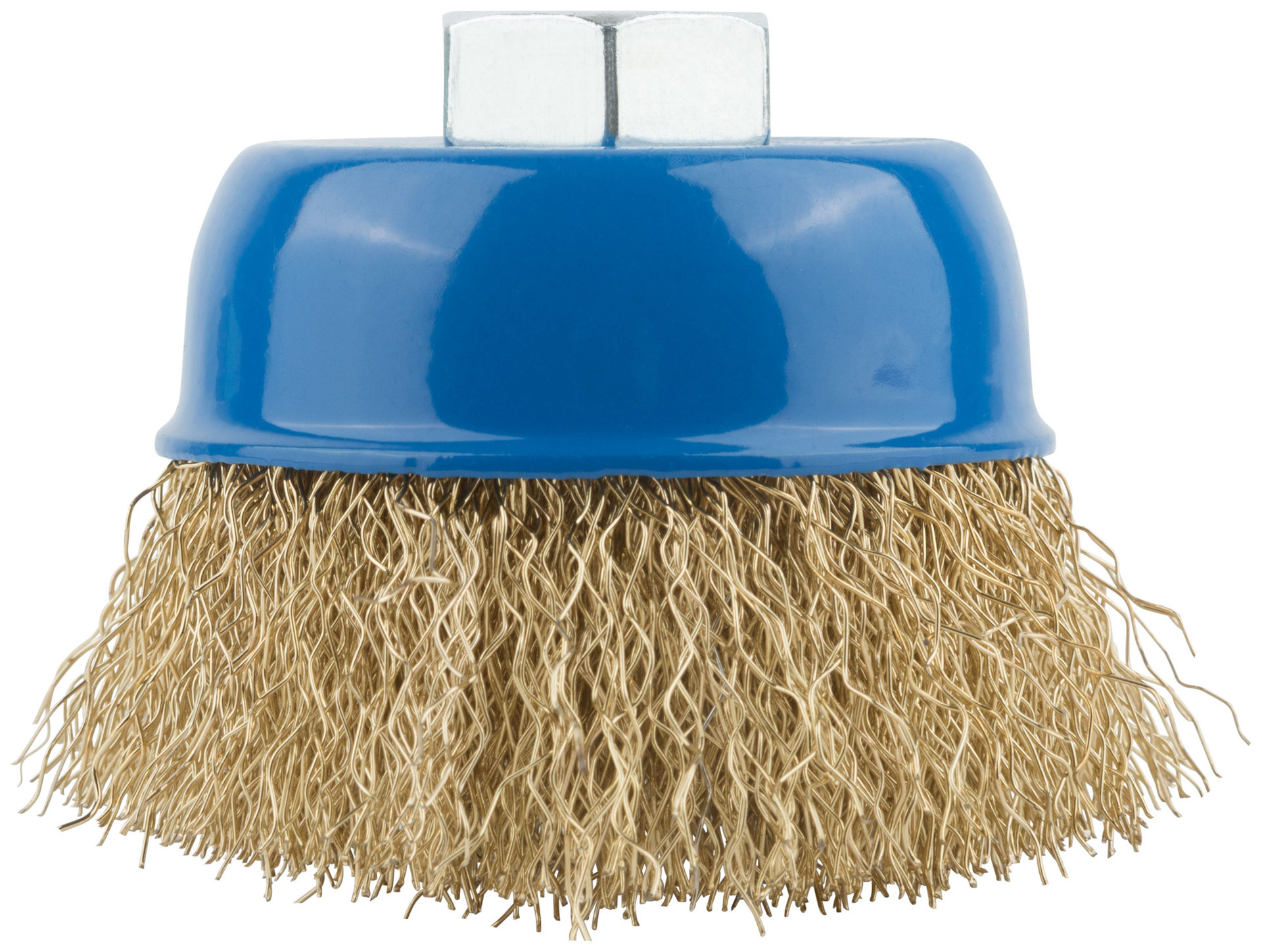 Корщетка, тип чашка, гайка М14, стальная латунированная волнистая проволока 65 мм (38941М)