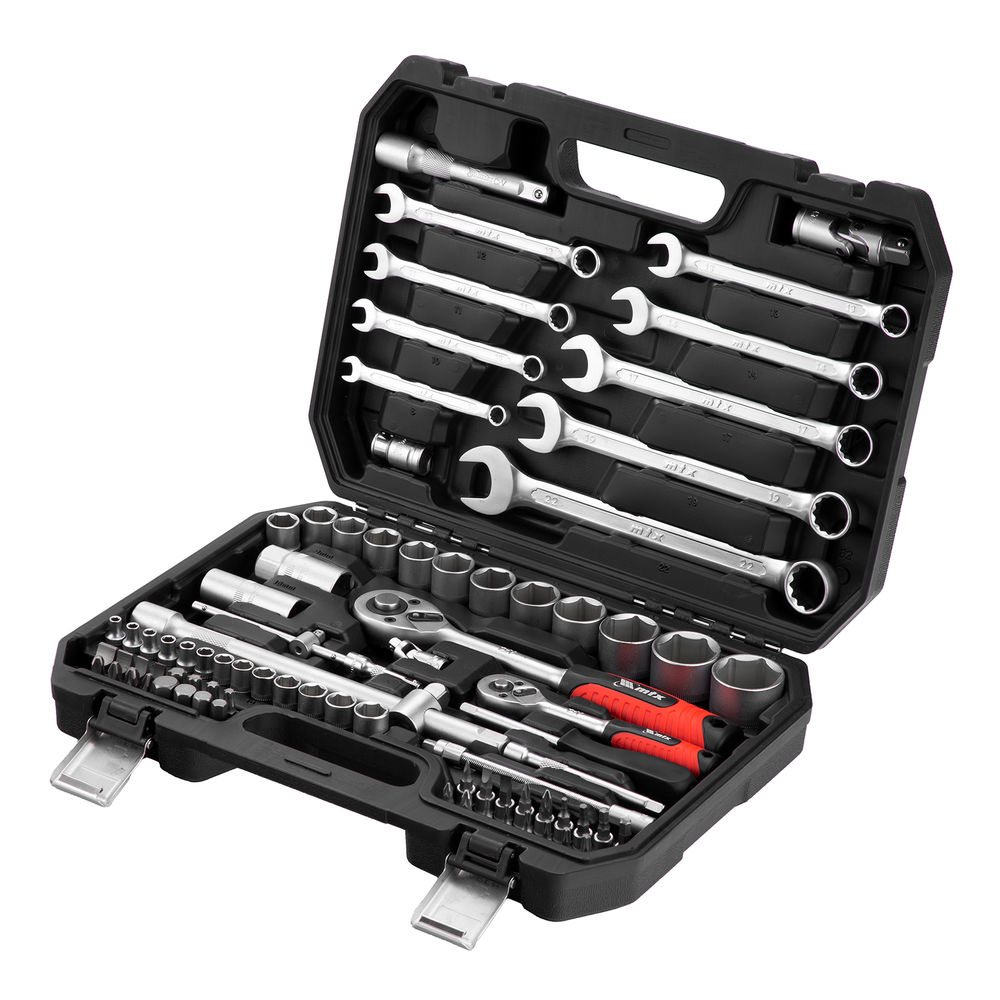 Набор инструментов, 1/2, 1/4, пластиковый кейс, 82 предмета MTX