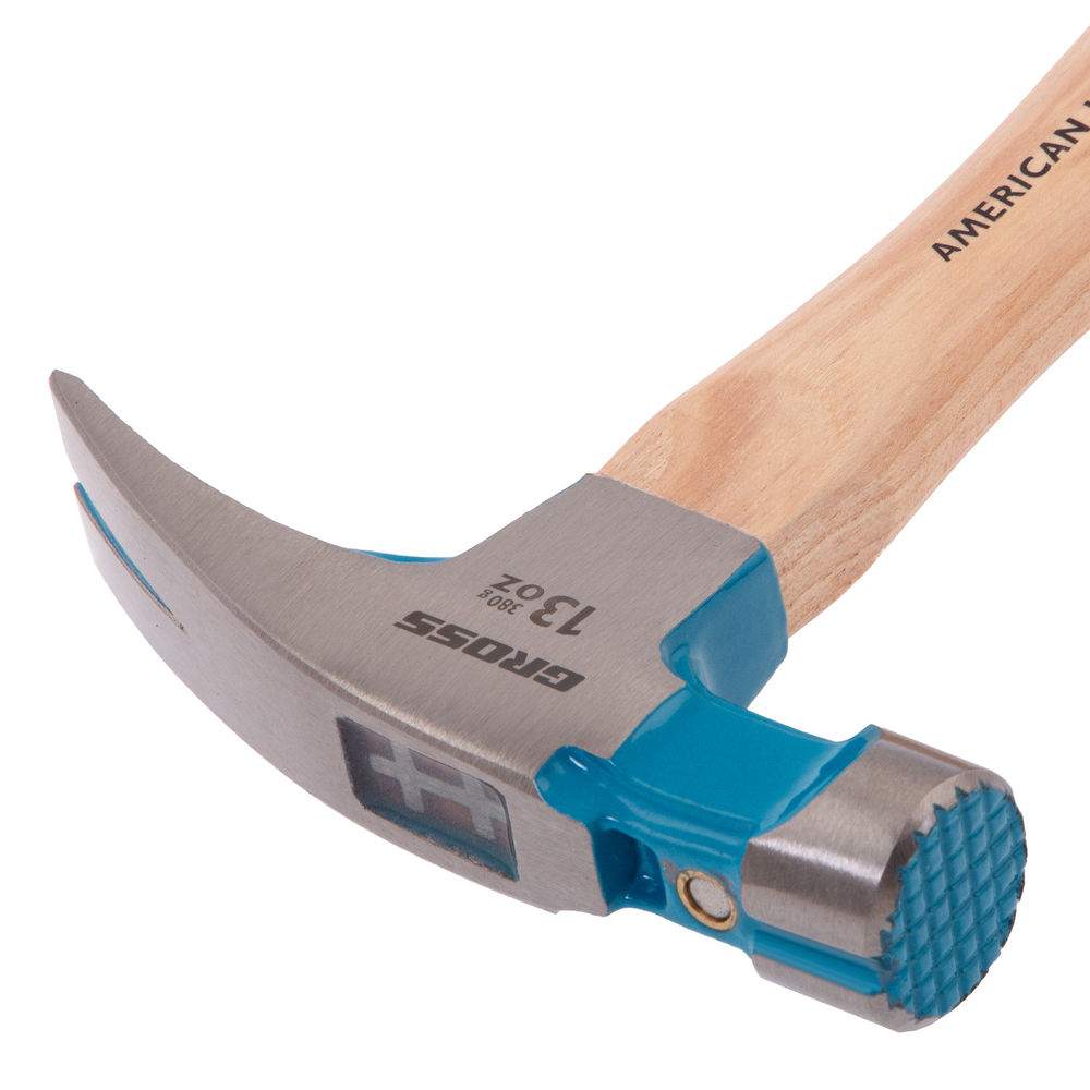 Молоток-гвоздодер, 380 г, угол 75, магнит, обрезиненная рукоятка AMERICAN HICKORY GROSS (10413)