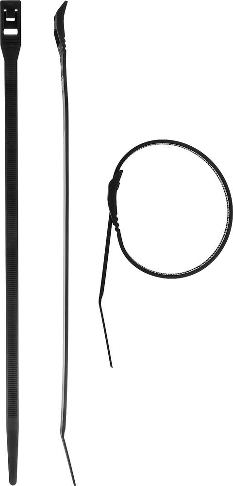 Кабельные стяжки с плоским замком 7.6 x 280 мм, нейлон РА66, 10 шт, черные КОБРА ЗУБР Профессионал 30935-76-280
