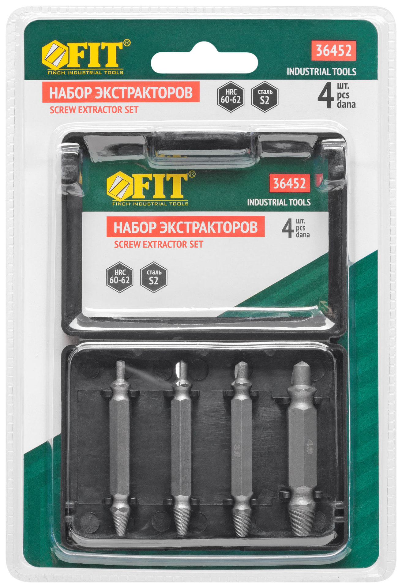 Набор экстракторов двусторонних Профи, сталь S2, 4 шт. (36452)