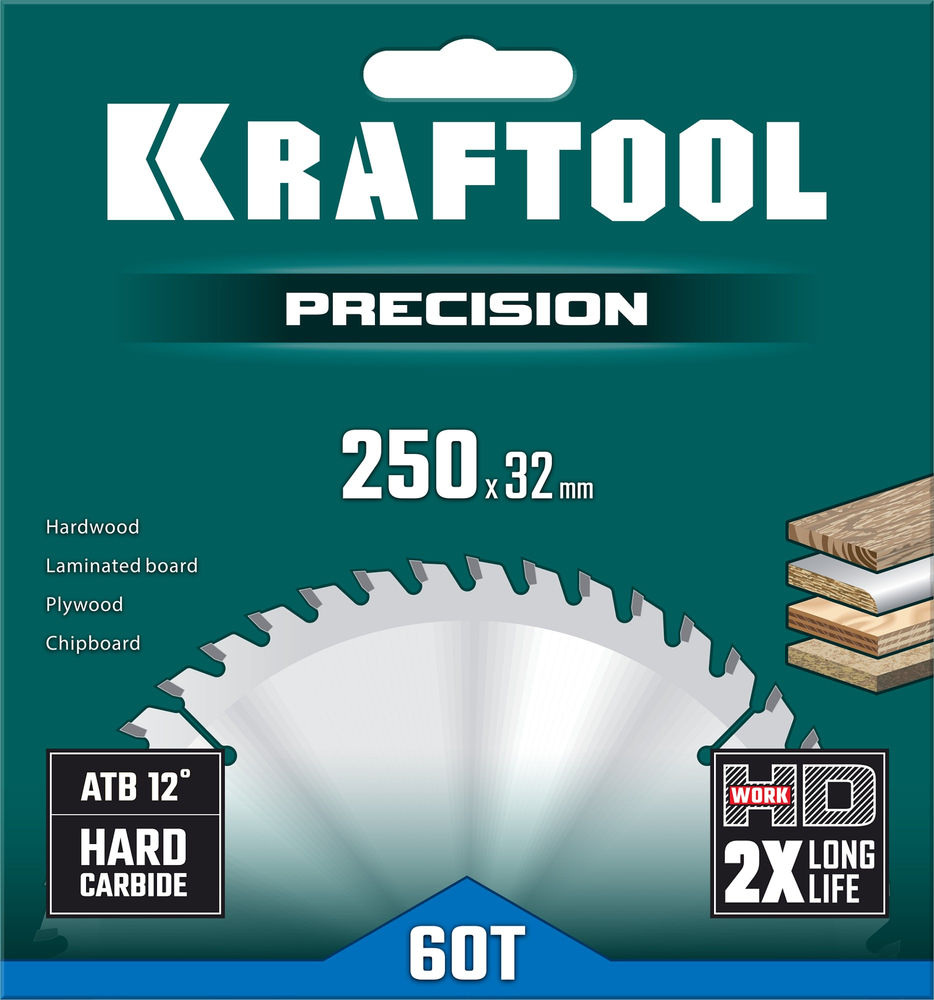 Пильный диск по дереву Precision, 250 х 32 мм, 60Т KRAFTOOL 36952-250-32