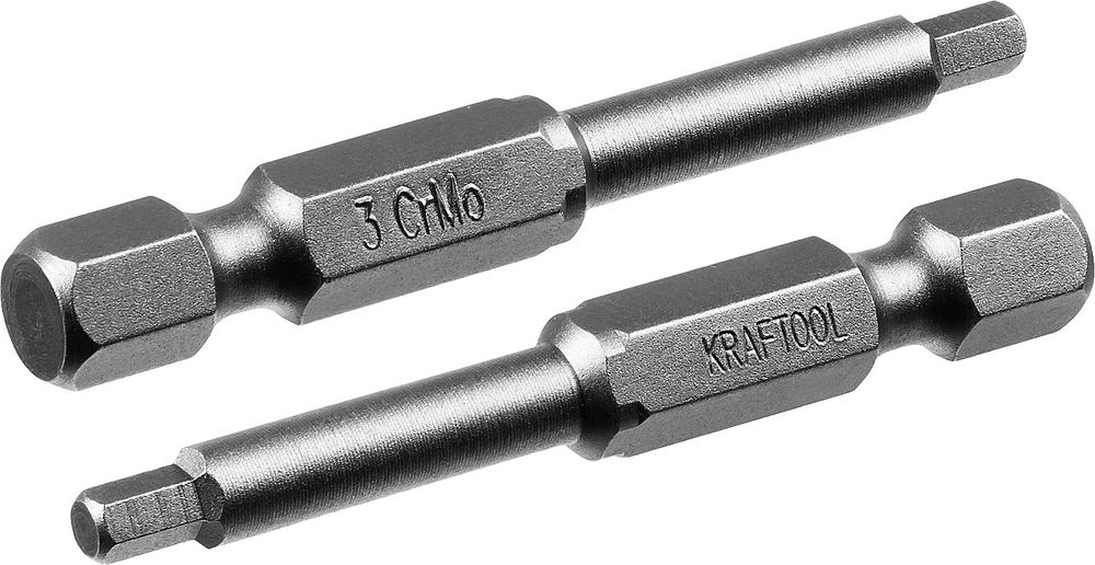 Торсионные биты X-Drive Hex 3, 50 мм, 2 шт KRAFTOOL 26127-3-50-2
