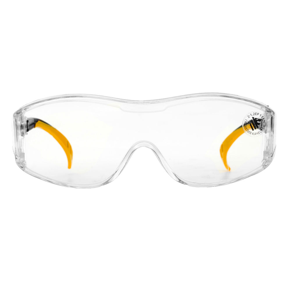 Очки защитные открытые, поликарбонатные, увеличенная прозрачная линза,  регулируемые дужки Denzel (89201)